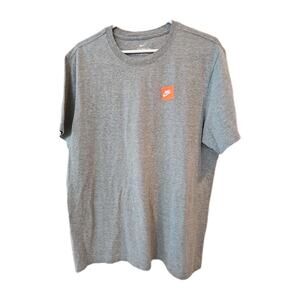 Vtg Nike Mens T Shirt Gray XL Orange White Swoosh Logo Sportswear Active Wear